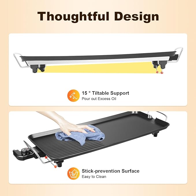 Large Electric Griddle Nonstick, 1500w Griddle Grill Korean BBQ Grill Electric Barbecue Grill Aluminum Alloy Griddle Pan Electric Griddle Grill for Outdoor, Yard Camping Party