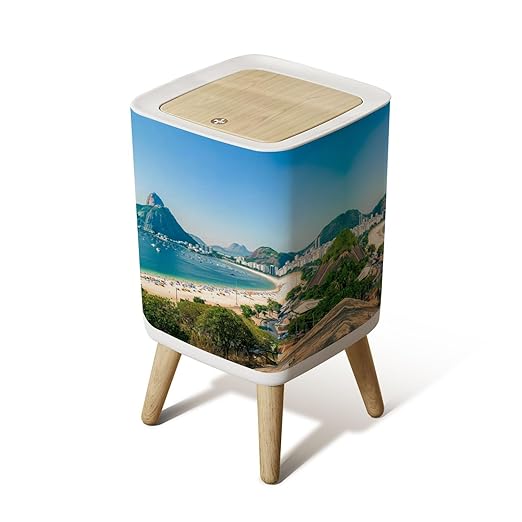 Small Trash Can with Lid Sugarloaf Mountain de Janeiro Brazil Wastebasket with Press Cover Dog Proof Garbage Can Waste Bin for Kitchen Bathroom Nursery 2.6 Gallon