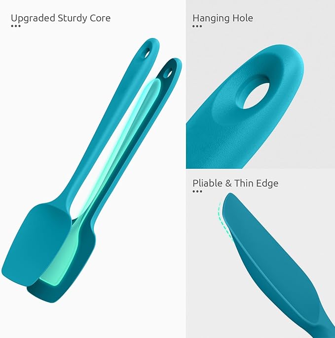 U-Taste Silicone Spoon Spatula Set, 600ºF High Heat Resistant Food Grade Flexible Rubber Scraper, Cooking Mixing Baking Kitchen Utensils Set of 3 (Marrs Green)