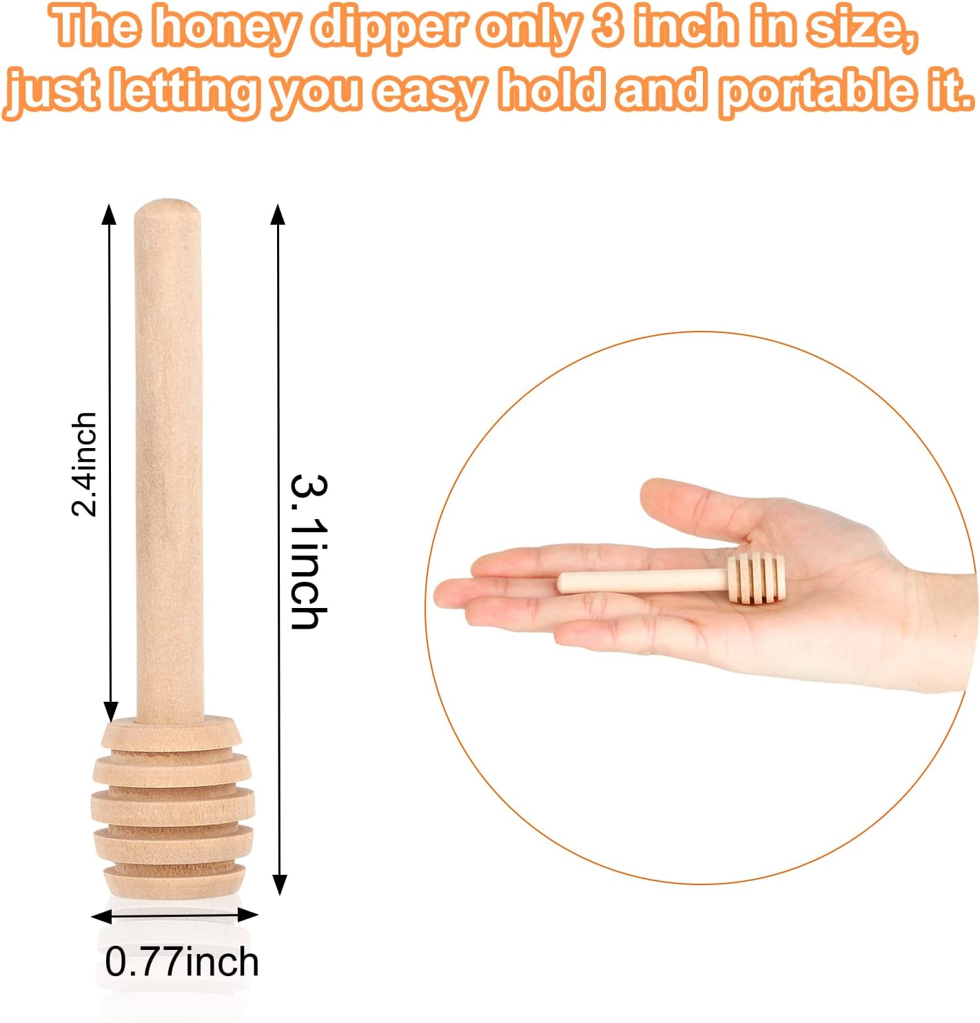101 PCS Honey Sticks Dipper, 3 Inch Mini Wooden Honeycomb Sticks, Small Honey Stirrer Stick, Honey Sticks for Honey Jar Dispense Drizzle Honey and Wedding Party Favors Gift