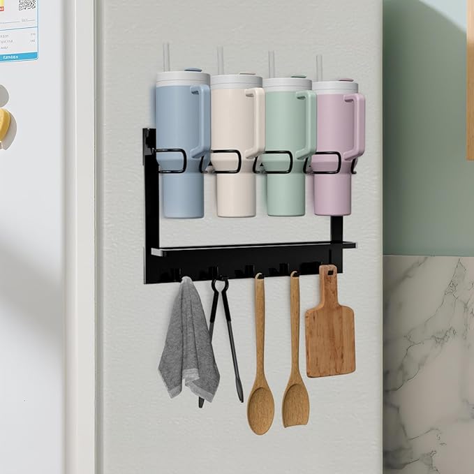 Water Bottle Organizer for Stanley Tumbler Cup Magnetic Stanley Cup Organizer Holder for Fridge Kitchen Cabinets, Tumbler Lazy Susan Storage Organizer for Stanley Cup Accessories