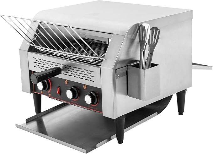 Commercial Conveyor Toaster 450 Slices/Hour 2400W Heavy Duty Industrial Stainless Steel Electric Restaurant Commercial Toaster with Handle&Double Heating Tubes for Home Restaurants