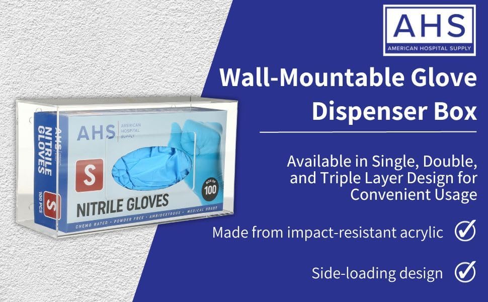 AMERICAN HOSPITAL SUPPLY Wall-Mount Double Glove Dispenser | Clear Acrylic Glove Box Holder with Individual Compartments | Double Layer | 10 x 10.95 x 3.5 in | Gloves Sold Separately