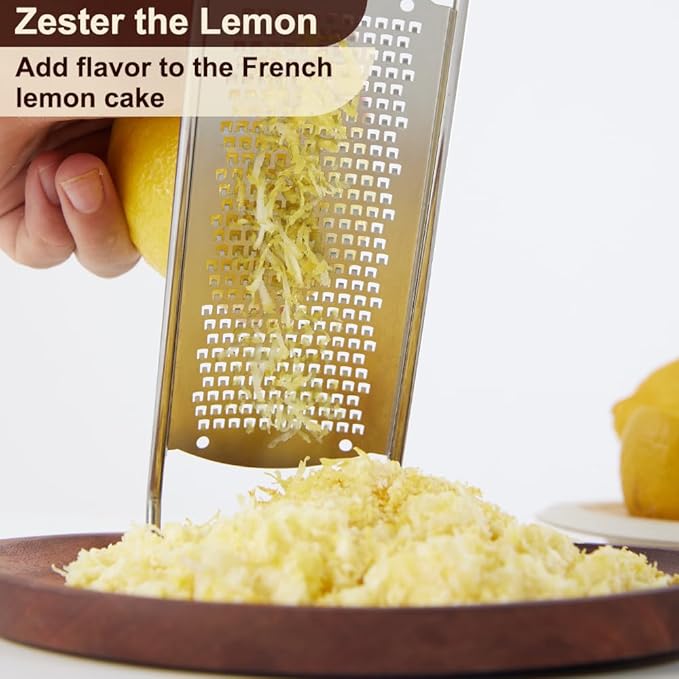 Upgraded Lemon Zester & Cheese Grater,Food Grade Stainless Steel None-Slip Handle Grater for Chocolate, Ginger and Garlic,Durable and Easy-To-Clean（Dishwasher Safe）