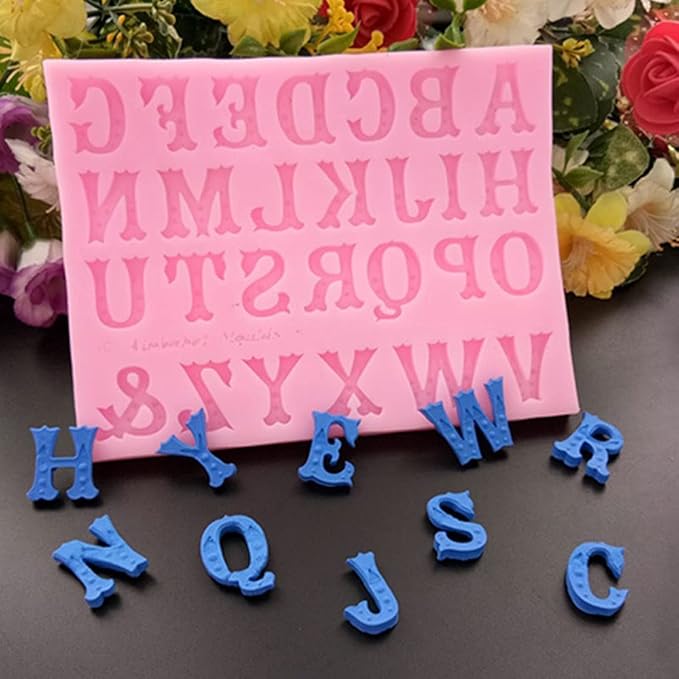 OBTANIM Silicone 3D Number 0-9 Alphabet A-Z Embossed Letter Fondant Chocolate Molds for Birthday Cake Decorating DIY Baking