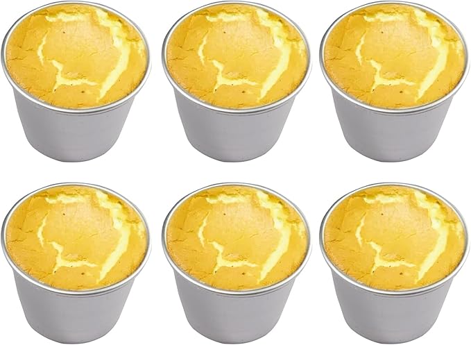 Set of 6 Nonstick Individual Tumblers Popovers| Chocolate Molten Pans| Pudding Cups| Raspberry Souffle Pot| Darioles Ramekins Brownies Mold - Size 3 Inches