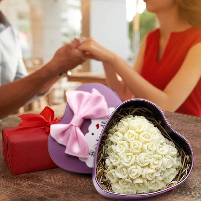 OBTANIM Silicone 3D Rose Flower Mold Love Heart Shape Fondant Soap Cake Mould for Chocolate Wedding Valentine