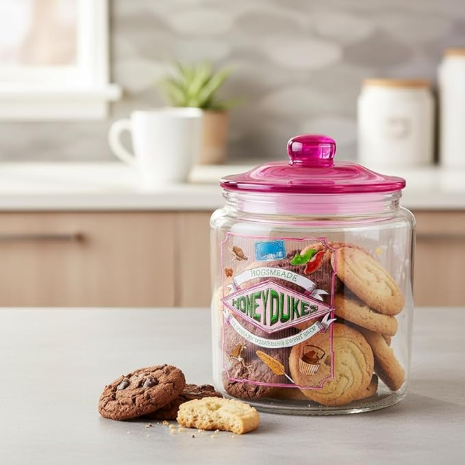 Silver Buffalo Harry Potter Hogsmeade Honeydukes Treats Glass Cookie Snack Candy Jar With Lid (Small)