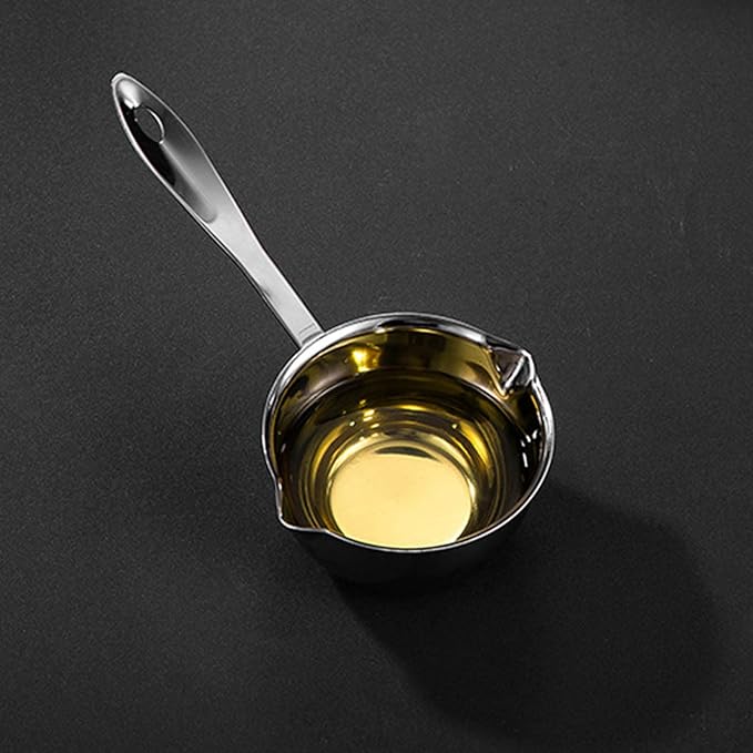 Milltrip Stainless Steel Butter Warmer, 300ml Mini Butter Melting Pot Small Saucepan Milk Warmer Pot with Induction Bottom, Dual Pour Spouts & Cool Touch Handle, Egg Pan for Melting Butterr Heating