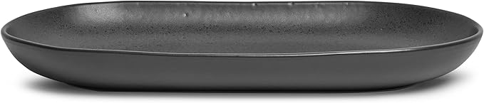 SANGO Anderson Serving Platters Set of 2, 14/12 Inch Stoneware Serving Dishes for Entertaining, Semi-Matte Party Serving Trays for Food, Buffet Oval Platters for Bread, Appetizer, Cheese, Matte Black