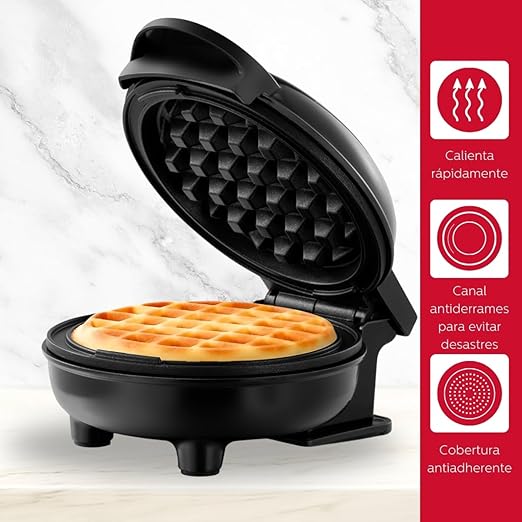 Holstein Housewares Personal Non-Stick Waffle Maker, Black - 4-inch Waffles in Minutes