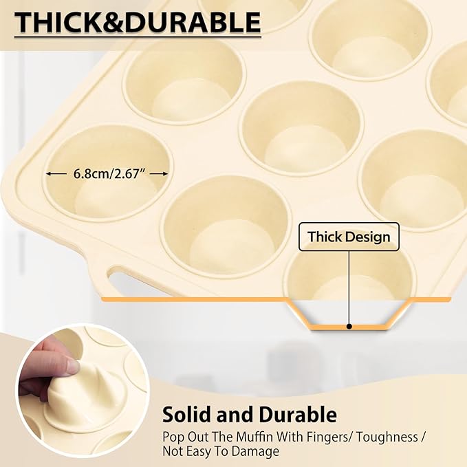 Silicone Muffin Pan Set：3Pcs Silicone Cupcake Molds for Baking Metal Frame - Nonstick Jumbo Muffin Pan - Mini Cupcake Tin - Regular Tray For English Blueberry Chocolate Egg Bites - Baker Lovers