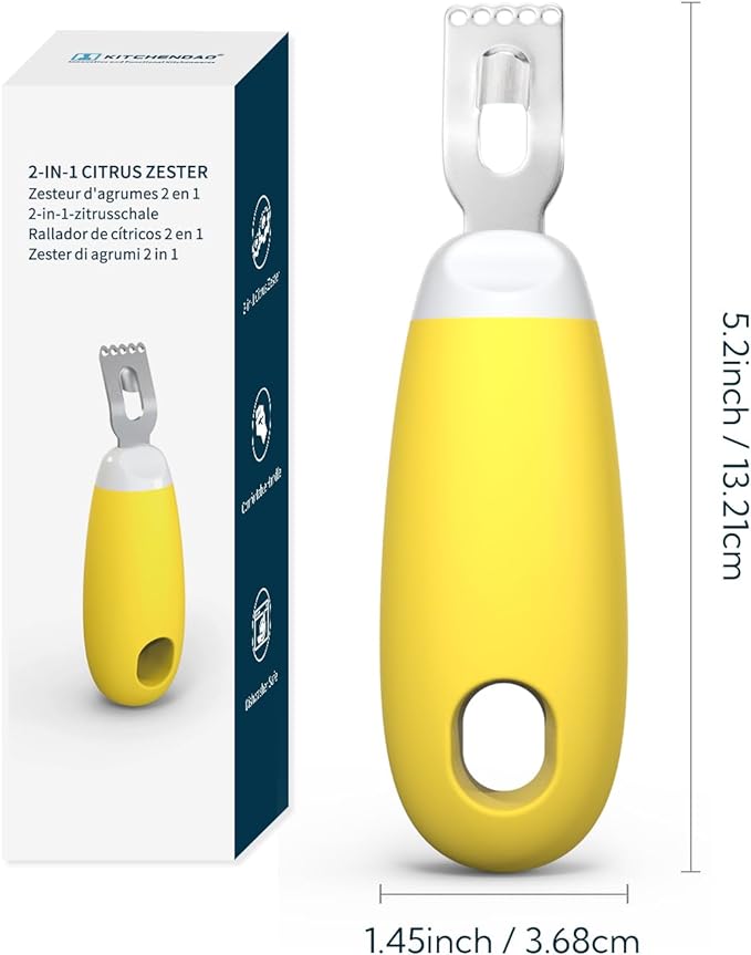 KITCHENDAO Citrus Lemon Peeler Zester Tool to Save Effort, Ultra Sharp Lemon Rind Twist Peeler Tool Bar Bartender Lime Stripper for Cocktails Kitchen, Yellow