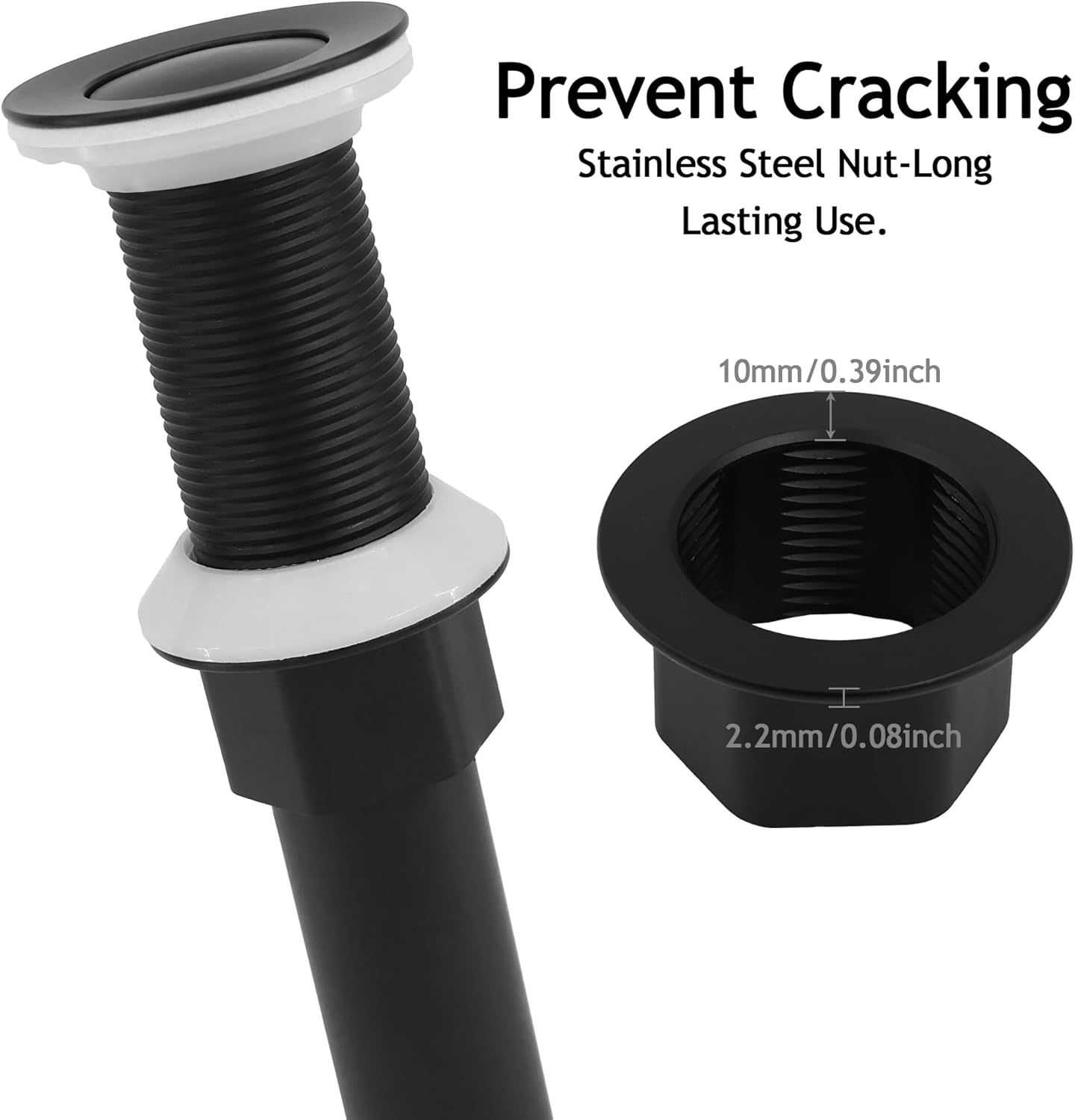 Bathroom Sink Drain,2 Pack Matte Black Drain Stopper Without Overflow,Small Cap Pop Up Drain Assembly with Detachable Strainer Basket,Built-in Anti-Clogging, Stainless Steel Nut