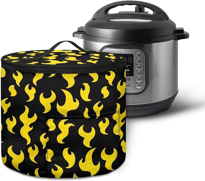 Electric Pressure Cooker Storage Bag Smooth Flat Surface Electric Pressure Cooker Insulation Handbag Home Decorations, Yellow Flame Print
