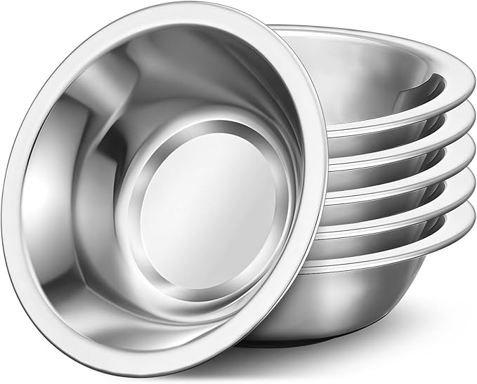 304(18/8) Stainless Steel Mixing Bowls for Kitchen, 6 Pack 7.8" 28.89 fl.oz Metal Mixing Bowls Set Stackable for Baking Serving Cooking Food Prep Storage Dishwasher Safe Lightweight