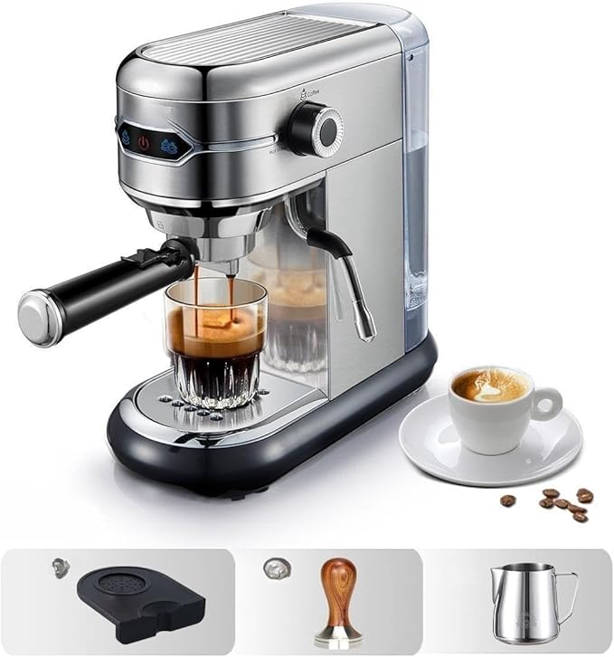 Semi-auto Stainless Steel Household Coffee Machine 19 Capsules Superfine Capsule Powder Coffee Machine Cappuccino and Espresso H11 (Color : H11 Jug Mat Tamper, Size : CHINA_UK)