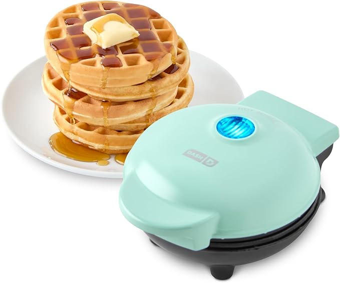 Dash Mini Waffle Maker- Compact Electric Iron for Creative Homemade Treats - Nonstick Surface - Easy-to-Clean - Perfect for Kids & Families - Aqua,(Pack of 6)