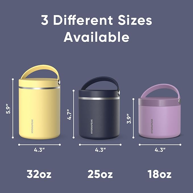 Hydrapeak 32oz Stainless Steel Vacuum Insulated Food Jar for Hot Food and Cold Food, Wide Mouth Leak-Proof Soup Jar for Adults, 10 Hours Hot and 16 Hrs Cold (Navy)