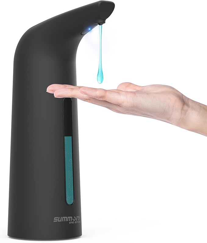 Automatic Soap Dispenser Touchless,400ML Hand & Dish Countertop Electric Liquid Rechargeable Dispenser with Sensor,Modern 4 Gear Adjustable Waterproof Kitchen Auto Soap Pump（Black）