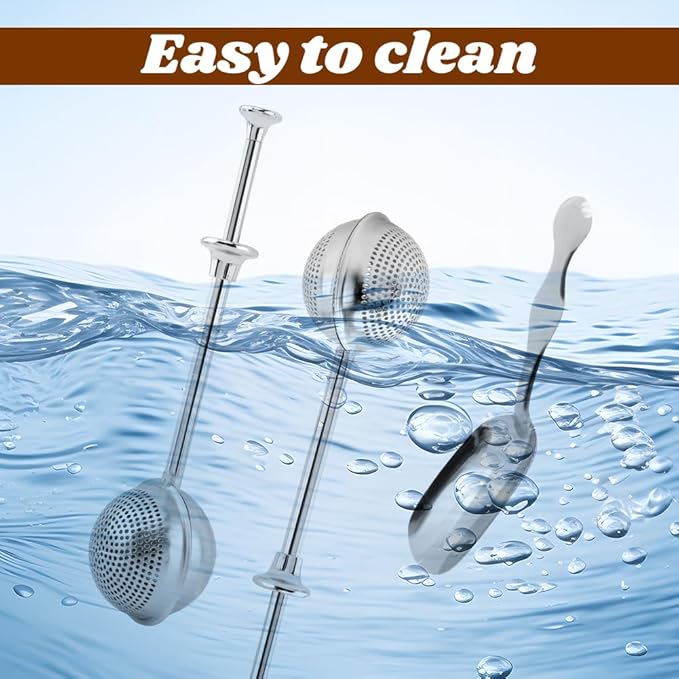 2pcs Tea Infuser with Spoon, Stainless Steel Fine Mesh Ball Filter with Handle and Spoon Loose Leaf Tea Infuser (Sliver)