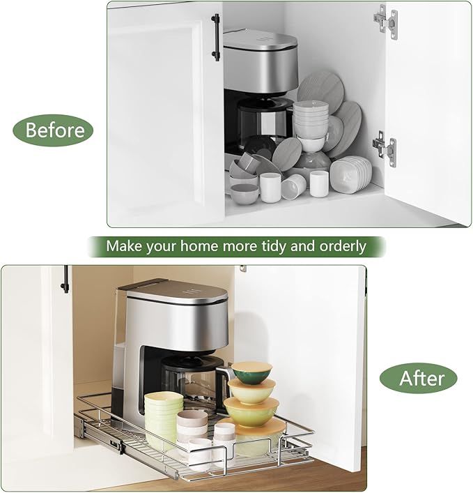 LOVMOR Pull Out Cabinet Organizer 25½" W x 21½" D, Kitchen Cabinet Pull Out Shelves Slide Out Storage