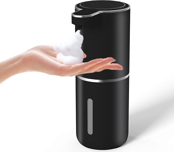 Automatic Soap Dispenser – Touchless Foaming Soap Dispenser 400ml USB Rechargeable Dispenser Electric Wall Mounted 4levels Adjustable Foam Dispenser Pump for Bathroom Kitchen Dish Soap(Black)