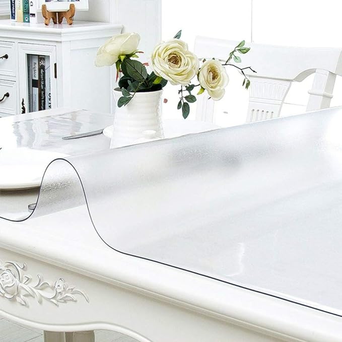 NECAUX Custom 20 x 48 Inch Frosted Table Cover Protector, 1.5mm Thick Plastic Heavy Duty Table Pad Desk Mat Desk Protector for Office Computer Writing Desk, Sofa Table, Media Stand, Coffee Table