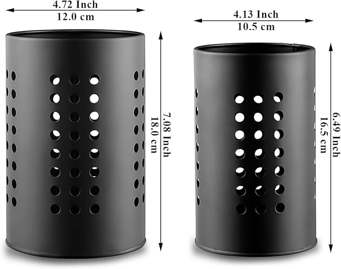 Evanda Kitchen Utensils Holder for Countertop Pack of 2, Stainless Steel Black Utensils Caddy, Farmhouse Stylish Organizer and Kitchen Decor Utensil Crock, Gift for New House New Apartment
