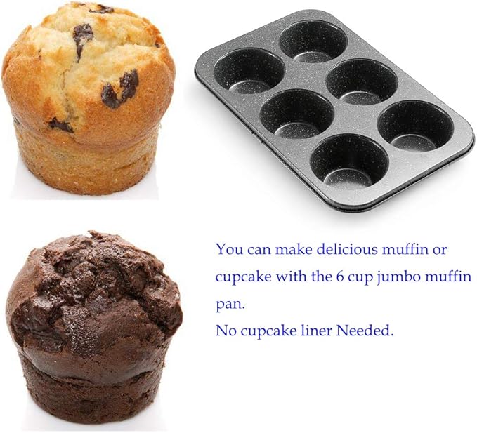 Monfish extra large muffin pan jumbo cupcake tray Carbon steel stone finish 3.5 inch cup