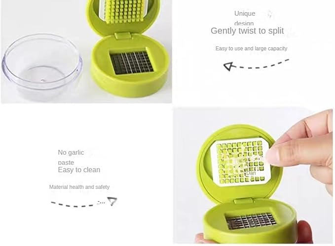Garlic Press Dicer Wheel, Plastic Garlic Masher, Simple Household Manual Kitchen Tool with Garlic Press Box (rectangle)