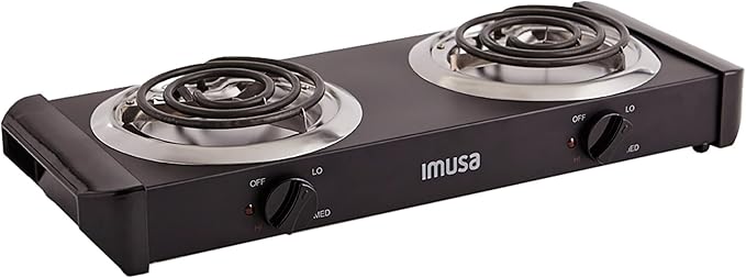 IMUSA USA GAU-80306 Electric Double Burner 1750-Watts , Black