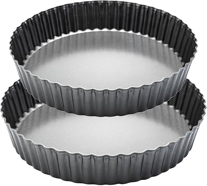 9“ & 11” Deep Dish Tart Pan, 2 Pack Nonstick 2” Tall Tart Pan, Quiche Pan, Carbon Steel Deep-dish Pie Pan with Removable Loose Bottom for Baking Thanksgiving Christmas