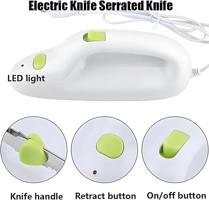 Electric Bread Knife Carving Knife,Cordless Rechargeable Bread Cutter & Meat Slicer with 2pcs 8inch Stainless Steel Blades,Safety Lock Switch, for Families, Meat, Bread, Cheese