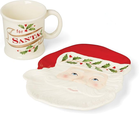 Lenox 895042 Holiday 2-Piece Cookies For Santa Set, Red & Green, Christmas Hosting