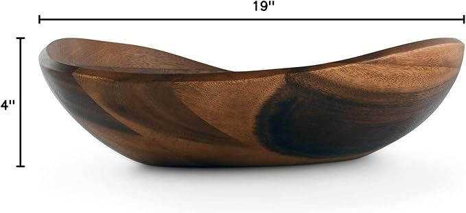 Arthur Court Acacia Wood Salad Serving Bowl for Fruits or Salads - Modern Centerpiece Bowl - Hand carved from one piece of wood