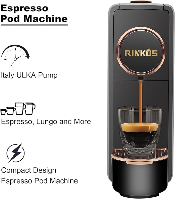 Espresso Machine Compatible with Nespresso Original Capsules, 20 Bar High Pressure Single Serve Coffee Maker, Programmable Mini Pod Coffee Machine with 18oz Tank for Espresso & Lungo - Black