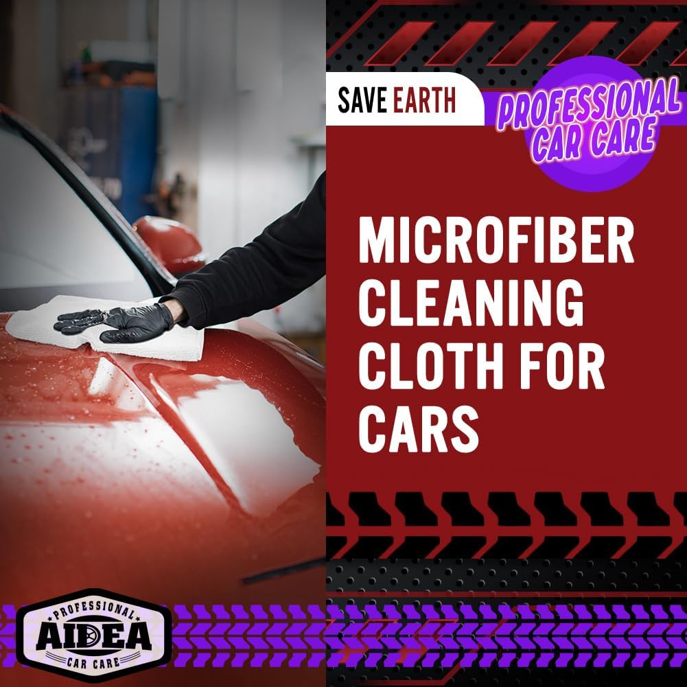 AIDEA Microfiber Cleaning Cloth White 20PK, Microfiber Towels for Cars, Premium Car Cloths, Dusting Cloth Lint Free Cleaning Rags for SUVs, House, Kitchen, Window, Workshops,12×12"