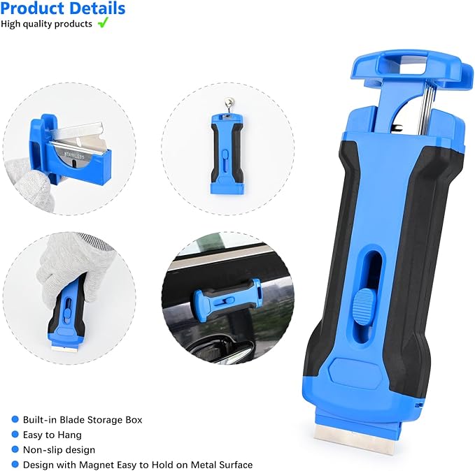 EHDIS 15''-58'' Long Handle Adjustable 4'' Razor Blade Scraper Tool Floor Wallpaper Cooktop Scraper for Cleaning Concrete, Vinyl, Tile,Floors, Walls
