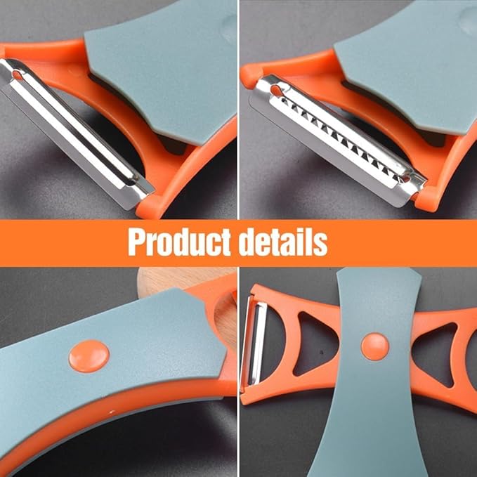 2 In 1 Fruit Peeler,Peeling and shredding Vegetables Potato Vegetable Peeler Carbon Steel Blade,Multi Function Stainless Steel Vegetable Peeler with Straight and Serrated Blades (A+B)