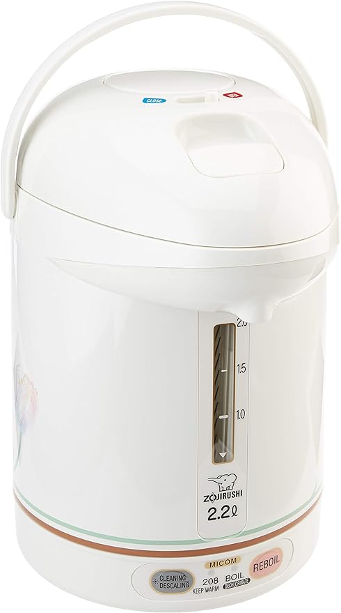 Zojirushi NS-LGC05XB Micom Rice Cooker & Warmer, 3-Cups (uncooked), Stainless Black & CW-PZC22FC Micom Super Boiler 2.2L, Floral, 2.2 L