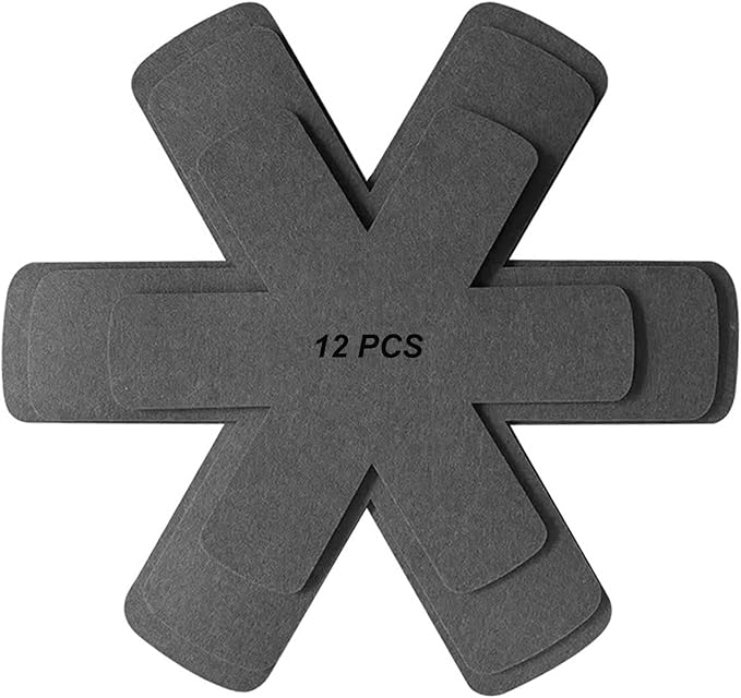 Pot and Pan Protectors 12 Pack 3 Different Sizes Pot Separator for Stacking Cookware Protectors Pan and Pot Dividers Pads Protect Glass Ceramic Dish Plates from Slipping Scratching Marring