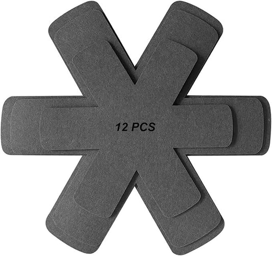 Pot and Pan Protectors 12 Pack 3 Different Sizes Pot Separator for Stacking Cookware Protectors Pan and Pot Dividers Pads Protect Glass Ceramic Dish Plates from Slipping Scratching Marring