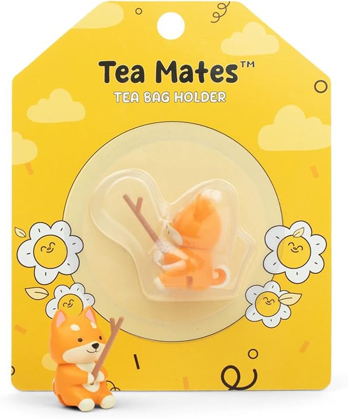 Tea Mates - 1pc Cute Fishing Dog - Tea Bag Holder and String Rest - Tea Accessory for Cup and Mug - Unique Funny Novelty Toy Gift Idea - Animal Figurine Drink Marker