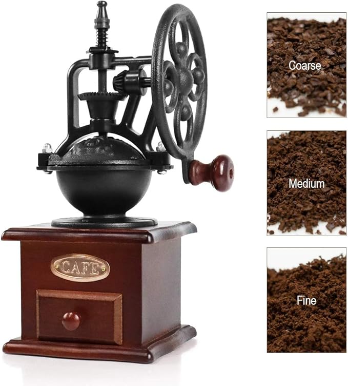 Manual Coffee Grinder,IMAVO Vintage Style 【Great Gift】 Wooden Coffee Grinder Roller Grain Mill Hand Crank Coffee Grinders - Classic
