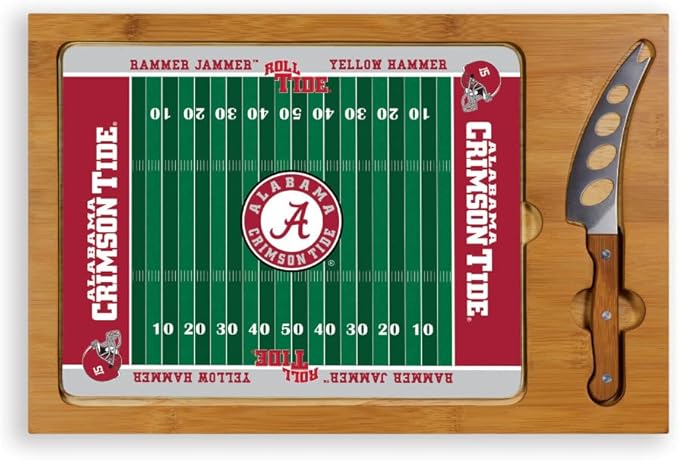 PICNIC TIME NCAA Icon Glass Top Cutting Board & Knife Set, Cheese Boards Charcuterie Boards, Serving Platter, (Parawood & Bamboo)