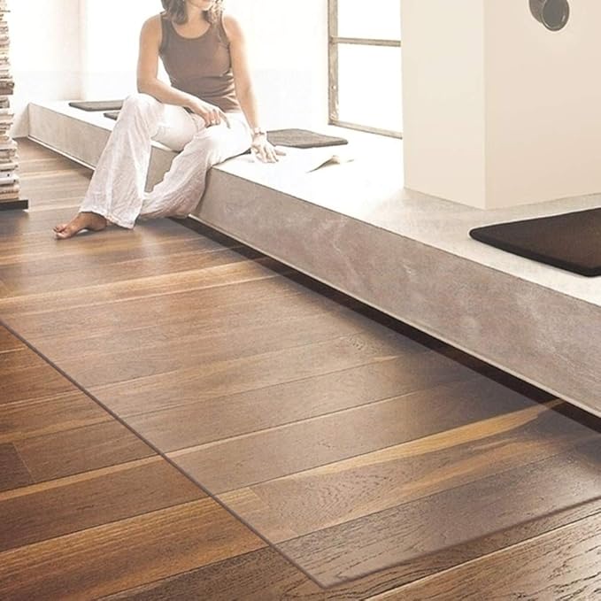 NECAUX Custom 24 x 120 Inch Frosted Table Cover Protector, 1.5mm Thick Wood Grain Transparent Table Pad Non-Slip Tablecloth Protector for 10 Foot Plastic Protective Dining Room Table, Meeting Table