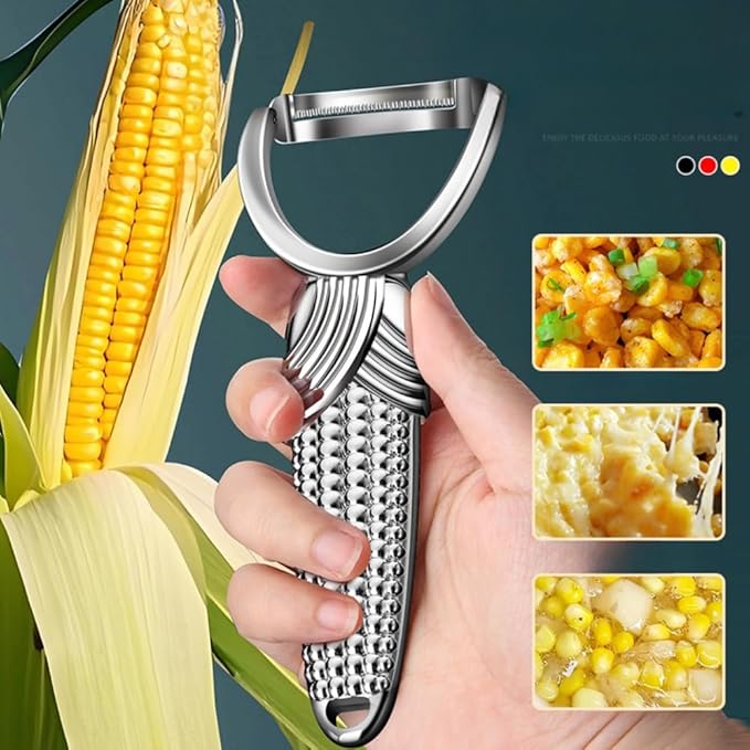 Duty Zinc Alloy Corn Stripper, Multi Function Corn Kerneler Creamer Tool Efficient Corn Peeler, Remover for Fresh Sweet Corn Vegetables Fruits