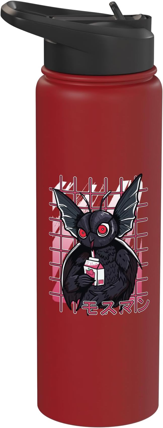 Mothman Kawaii Strawberry Milk Shake Carton Cryptids Stainless Steel Insulated Water Bottle