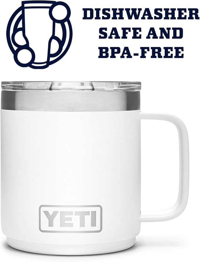 YETI Rambler 10 oz Stackable Mug, Vacuum Insulated, Stainless Steel with MagSlider Lid, White
